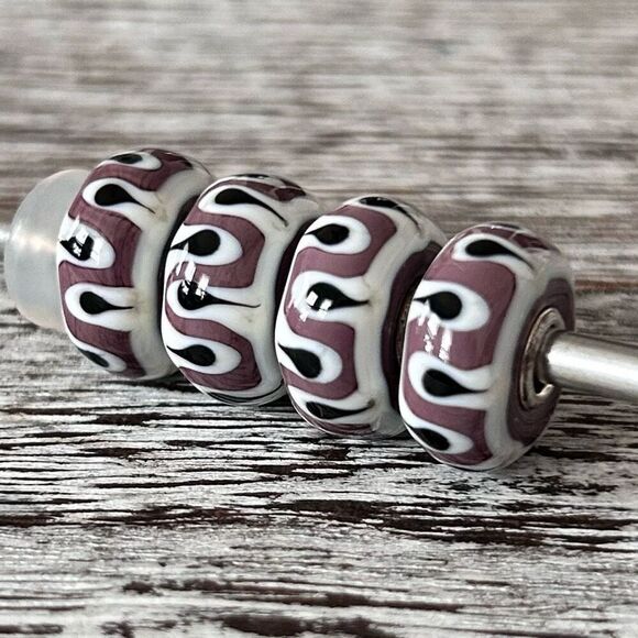 TROLLBEADS Purple White Black Teeth Unique LAA 925S NEW! Opaque, $ per Bead - Picture 1 of 4